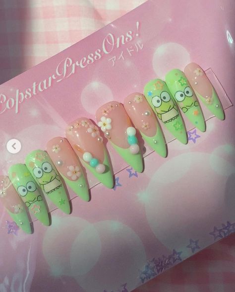 Keroppi Nails, Sanrio Nails, Nails, Pins, Quick Saves