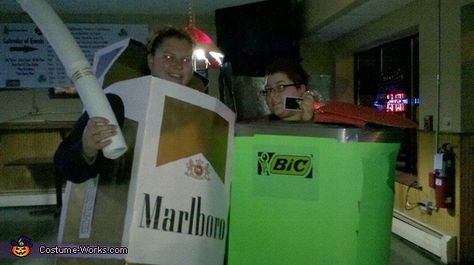 Marlboro Lights & Bic Lighter homemade Halloween costumes Lighter Costume, Homemade Costume, Bic Lighter, Costume Works, Homemade Halloween Costumes, Homemade Costumes, Halloween Costume Contest, Halloween Costume Outfits, Homemade Halloween