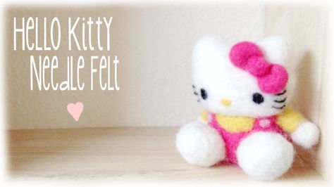 Felt Hello Kitty Plush Needle Felt Hello Kitty, Video Crafts, Felt Template, Snow Crafts, Felt Plush, Diy Hello Kitty, Felt Keychain, Felt Bookmark, Sock Doll