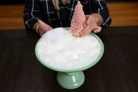 Easy Cake Stand Centerpiece Ideas for Christmas | HGTV Cake Stand Wedding Centerpiece, Cake Stand Centerpiece, Three Cake, Winter Wonderland Centerpieces, Royal Icing Piping, Milk Glass Cake Stand, Rustic Cake Stands, Green Milk Glass, Cake Pedestal