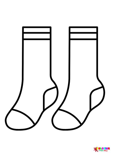 Sock Template Free Printable, How To Draw Socks, Socks Coloring Page, Socks Template, Socks Clipart, Sock Template, Socks Drawing, Socks Party, Silly Socks