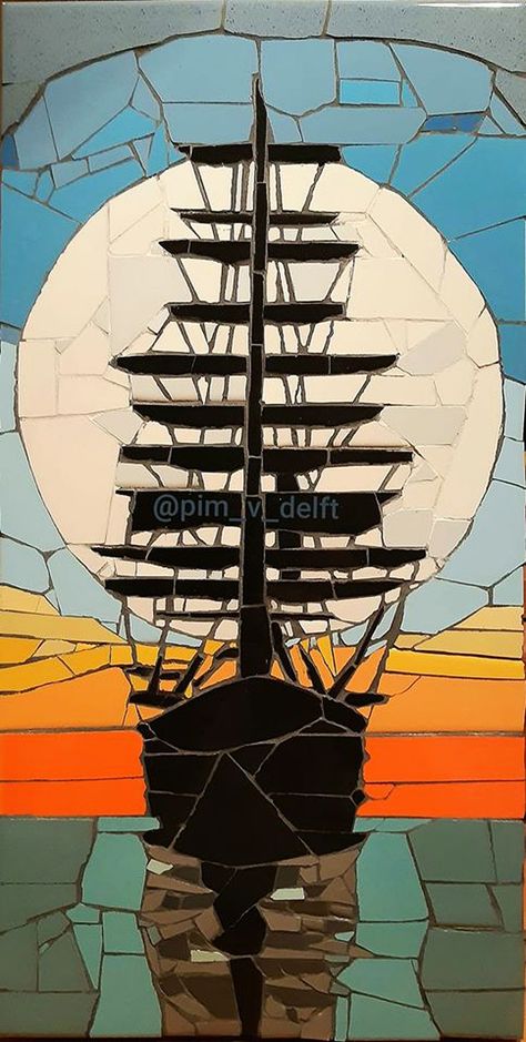 Mosaic Landscapes Ideas, Sail Ship, Mosaic Art Projects, Mosaic Madness, Mosaic Tile Art, Glass Mosaic Art, Art Mosaic, Tile Art, Pictures To Draw