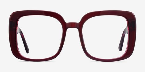 Heather - Square Burgundy Frame Glasses For Women | EyeBuyDirect Big Glasses Frames, Glasses Inspiration, Big Glasses, Funky Glasses, Brown Glasses, Glasses Fashion Women, Black Glasses, Red Glasses, Cute Glasses