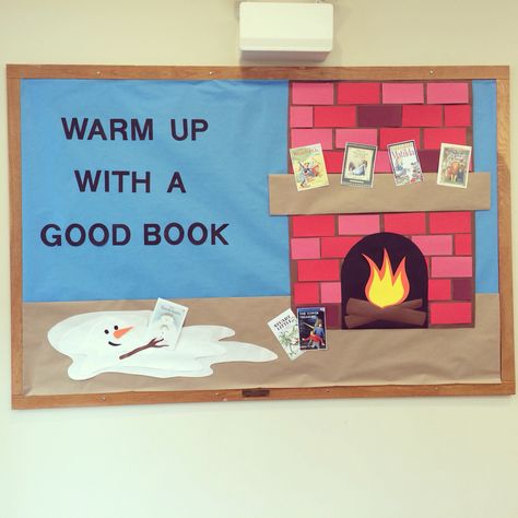 Winter bulletin board for the Pickens county library. "Warm up with a good book" Winter Library, Book Bulletin Board, School Library Bulletin Boards, Winter Bulletin Board, Elementary Bulletin Boards, Christmas Bulletin Boards, Winter Bulletin, School Library Displays, Library Bulletin Board