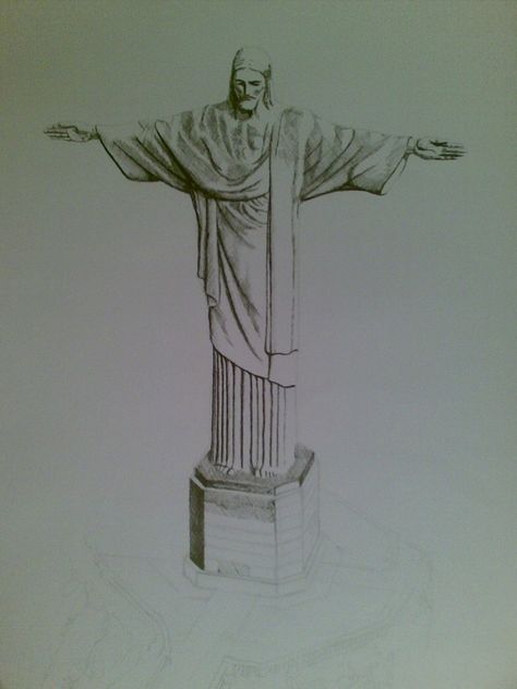 Christ the Redeemer Redeemer Tattoo, St Michael Tattoo, Christ The Redeemer Statue, Minimal Tattoo Design, Statue Tattoo, Art Alevel, Christ The Redeemer, Dad Tattoos, Hand Tattoos For Guys