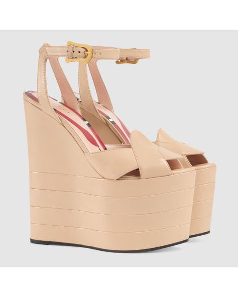 Gucci | Multicolor Leather Platform Sandal | Lyst Cocktail Attire, Swimming Outfit, Rhinestone Dress, Toe Designs, Platform Sandals, Look Fashion, Ankle Booties, Summer Women, Open Toe