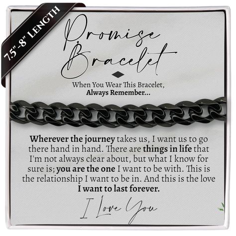 PRICES MAY VARY. Promise Gift For Boyfriend: Make your boyfriend feel special by giving him this classic cuban link bracelet from his girlfriend - this bracelet looks good for work or play, and it has just enough weight to really provide a masculine punch to any man's style. Bracelet for Him: This meaningful gift for your boyfriend includes a card that reads "Promise Bracelet, When you wear this promise bracelet, always remember... Wherever the journey takes us, I want us to go there hand in han Small Gift For Boyfriend, Boyfriend Appreciation, Bracelet For Boyfriend, Love You This Much, Promise Bracelet, Cuban Bracelet, Gift For Boyfriend, Romantic Gift, Small Gift