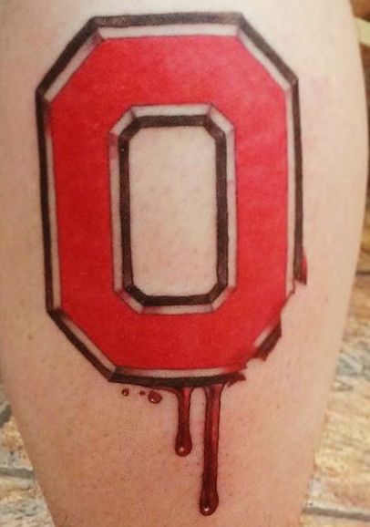 Block O Bleeding Tattoo. Buckeye Tattoo, Ohio State Tattoos, Ohio Tattoo, Zen Tattoo, State Tattoos, Osu Buckeyes, Jesus Tattoo, Ohio State Football, Ohio State Buckeyes