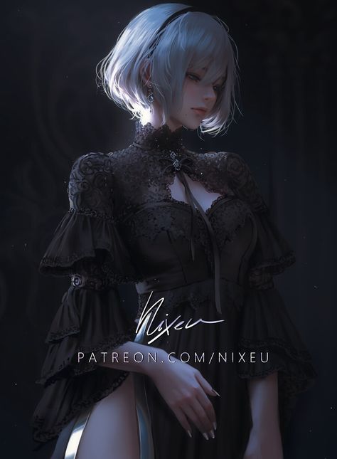 Nier 2b, 2b Nier Autómata, Hair Earrings, Video Game Collection, Aesthetic Grunge Outfit, Nier Automata, Fantasy Aesthetic, Female Character Design, Portrait Girl