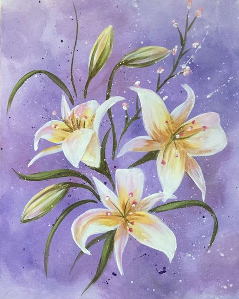 Easter Lilies, Pinots Palette, Lily Painting, Santa Margarita, Easter Lily, Sip N Paint, Paint And Sip, White Lilies, Pastel Background