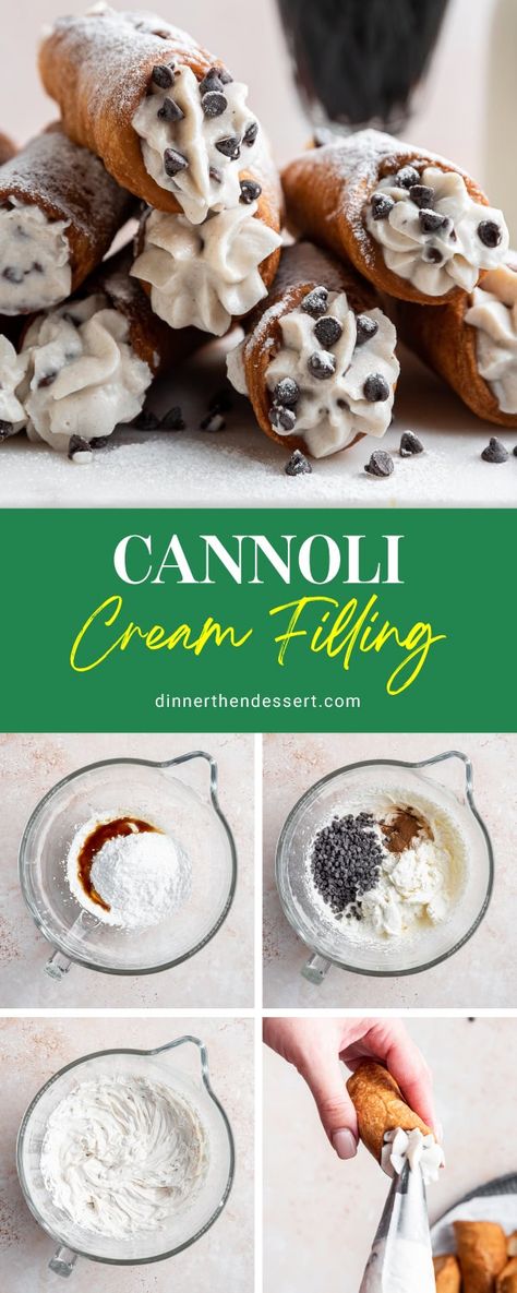 Best Cannoli Filling Recipe, Sweet Ricotta Filling, Easy Cannoli Filling, Cannoli Filling Recipe Ricotta, Canolli Cream Filling Recipes, Canolis Recipe Italian Filling, Canolis Recipe Italian, Easy Cannoli Recipe, Canolis Recipe