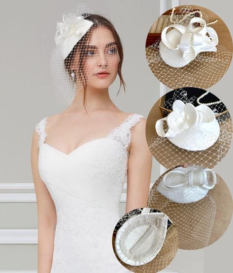 White Fascinator, Bridal Hair Veil, Boho Bridal Hair, Wedding Birdcage, Floral Hair Comb, Vintage Headpiece, Bridal Fascinator, Bride Shower, Bride Floral