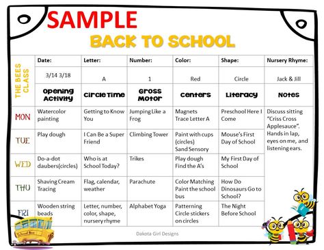 Preschool weekly lesson plans