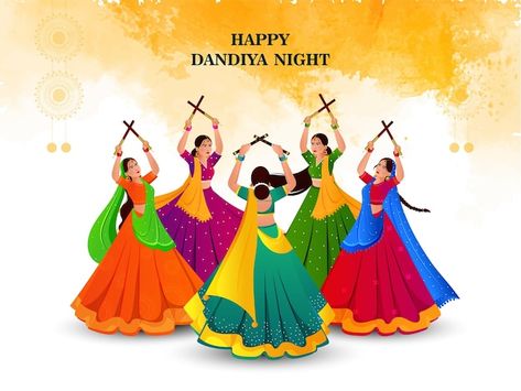 Dandiya Background, Dandiya Background Images, Navaratri Poster Design Creative, Dandiya Illustration, Background For Navratri Poster, Navratri Illustration, Dandiya Decoration, Garba Night Poster, Ras Garba Images