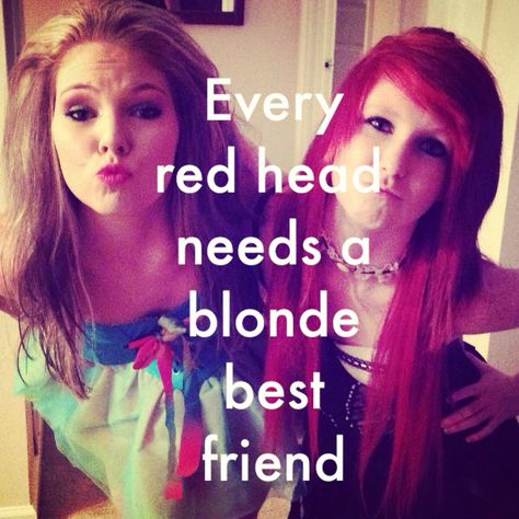 Every blonde needs a red head best friend Blond And Red Hair, Redhead Facts, Amanda Nicole, Bestie Stuff, Friend Things, Friend Stuff, Fun Sayings, Forever Friends, Best Friend Necklaces