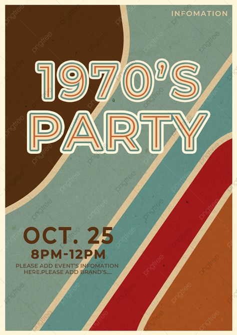 70 Poster Design, 60 Themed Party Ideas, Retro Theme Party, Vintage Yearbook, 1970s Party, 70's Party, Business Card Stand, Green Invitations, Colorful Invitations