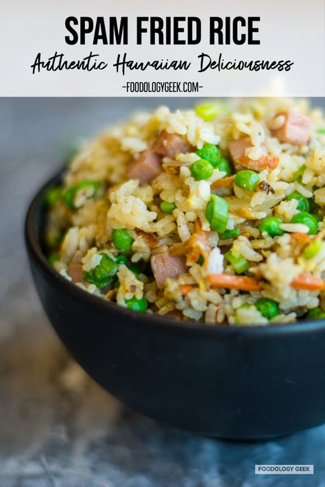 Bacon Spam Recipe, Hawaiian Spam Fried Rice, Spam Rice Recipe, Hawaiian Fried Rice Recipe, Spam Fried Rice Recipe Easy, Spam Fried Rice Recipe Hawaii, Hawian Food, Spam Dishes, Hawaiian Spam Recipes