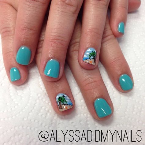 Teal Vacation Nails #vacation #palmtree #palmtreenails #beach #sand #beachnails #partynail #starfish #tropical #vacationnails #perfect… Nails Vacation, Palm Tree Nails, Vacation Nails, Party Nails, Beach Nails, Beach Sand, Scarf Hairstyles, How To Do Nails, Starfish