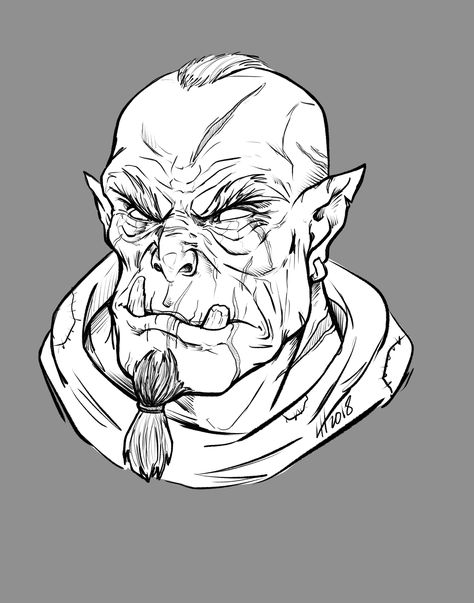 Orc Drawing Reference, Orc Anatomy, Orc Drawing, Orc Reference, Orc Sketch, Cool Character Art, Human Face Drawing, Place To Draw, Face Drawing Reference