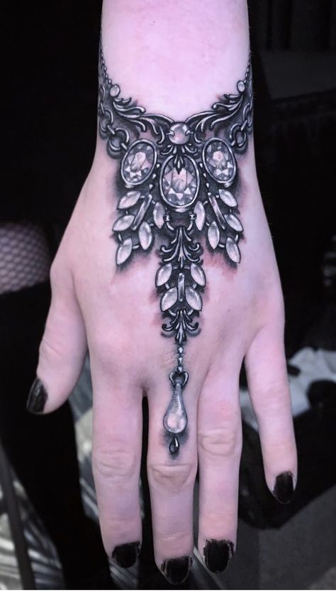 Ryan Ashley Malarkey, Jewelry Tattoo Designs, Ryan Ashley, Palm Henna, Gem Tattoo, Jewel Tattoo, White Tattoos, Best Tattoos For Women, Hand Tattoos For Women