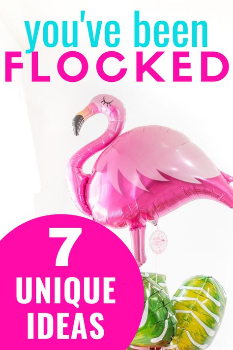 Want to surprise a friend? FLOCK THEM! You'll love these 7 cute and unique lawn flocking ideas. #lawnflocking #pranks #youvebeenflocked #flamingo Flamingo Flocking Ideas, Flamingo Flocking Fundraiser, Flocking Fundraiser, Pink Flamingo Craft, You've Been Flocked, Pink Flamingos Lawn Ornaments, Plastic Pink Flamingos, Flamingo Projects, Flamingo Toy