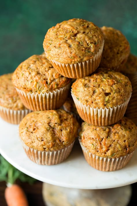 Carrot Zucchini Muffins, Banana Carrot Muffins, Banana Zucchini Muffins, Carrot Zucchini, Zucchini Carrot, Zucchini Banana, Carrot Muffins, Zucchini Recipe, Spice Muffins