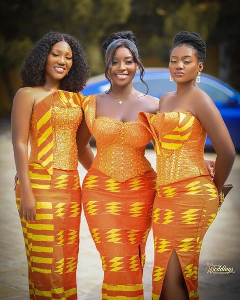 Ghanaian Bridesmaid Dresses, African Dress Patterns, Serwaa Amihere, Bridesmaids Styles, African Dress Styles, Print Dress Designs, African Bridesmaid Dresses, African Traditional Wedding Dress, Kente Dress