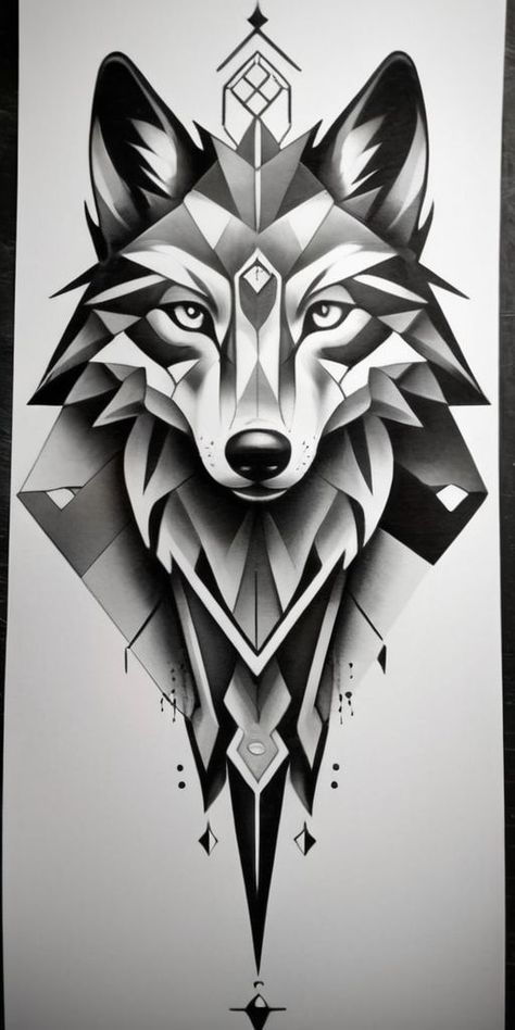 Geometric Fox Tattoo Design, Wolf Geometric Tattoo Design, Geometrical Tattoo Design, Wolf Face Tattoo, Geometrical Tattoo, Wolf Tattoo Forearm, Geometric Tattoo Leg, Egyptian Eye Tattoos, Geometric Wolf Tattoo