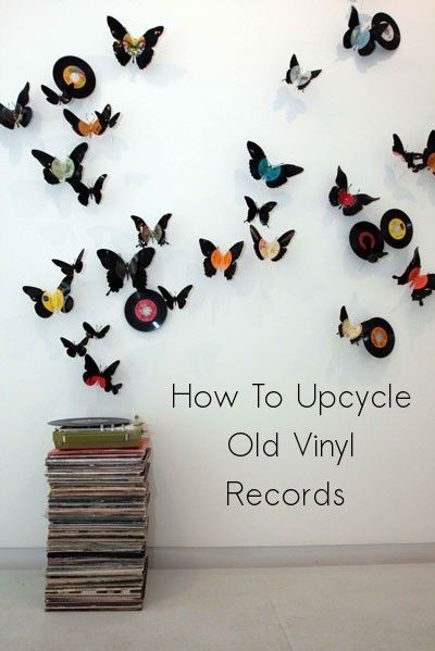 Repurpose old vinyl records as wall art, snack bowls & more imaginative items. Records Design, Vinyl Record Crafts, Record Crafts, Record Albums, Old Vinyl Records, Old Records, Vinyl Record Art, Record Art, Record Wall