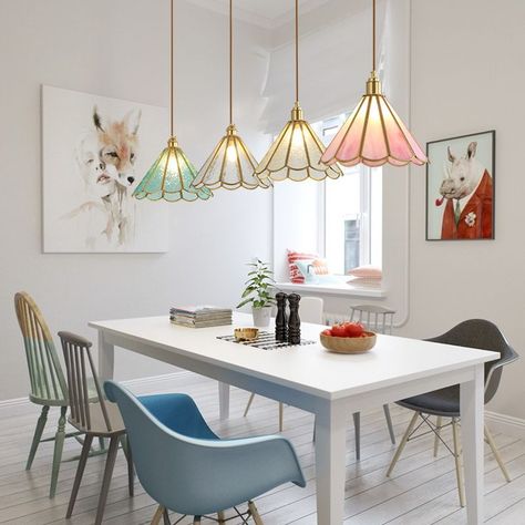 Cyprus House, Colorful Chandelier, Long Chandelier, Flower Chandelier, Glass Ceiling Lamps, Suspension Vintage, Copper Lamps, Indoor Lighting Fixtures, Small Chandelier