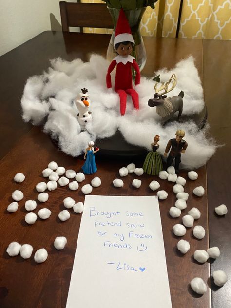 Frozen Elf On The Shelf, Elf On The Shelf Frozen, Elf On The Shelf Disney, Elf Ideas Easy, Awesome Elf On The Shelf Ideas, Elf Activities, Daycare Ideas, Elf Ideas, Shelf Ideas