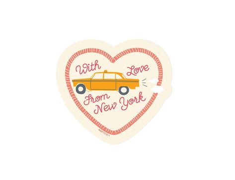 New York City With Love Taxi Sticker I Love New York Sticker, New York Stickers Aesthetic, Nyc Party Theme, Girlie Stickers, Laptop With Stickers, Nyc Stickers, New York Stickers, 2024 Energy, Dorm Prints