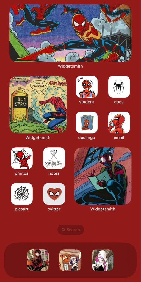 spiderman homescreen ios Spiderman Homescreen, Iphone App Design, Phone Design, Diy Phone, Custom Phone, Spider Verse, Diy Phone Case, Phone Themes, Iphone Apps