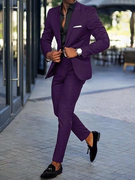 Purple Groom Tuxedo, Date Night Suits For Men, Gala Attire Men, Gala Suits For Men, Homecoming Suits For Men, Plus Size Men Suits, Mens Night Suit, Professor Plum, Gothic Suit