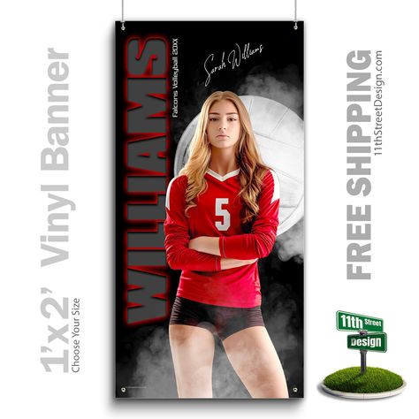 ➡️ Looking for a custom sports photo, printed vinyl volleyball banner for senior night and need it fast? You've come to the right shop! We'll add your athlete's photo(s) to our personalized sports banner design and deliver a custom printed vinyl sports banner that looks like the pros! You are purchasing a custom sports photo banner, high quality, 13 oz. vinyl with corner grommets for hanging inside or outside. We will add your photo(s) and text to create the perfect personalized sports banner for senior night banners or team banquet gifts! These are also the perfect volleyball party decor. Be sure to hang the banner for your senior's graduation party too! ---------------------------------------------- HOW IT WORKS ---------------------------------------------- ✅Choose your desired banner s Volleyball Senior Banner Poses, Senior Banner Poses, Senior Volleyball Banner, Senior Sports Banners, High School Senior Night, Volleyball Banners, Senior Night Poster, Volleyball Backgrounds, Banner Pictures