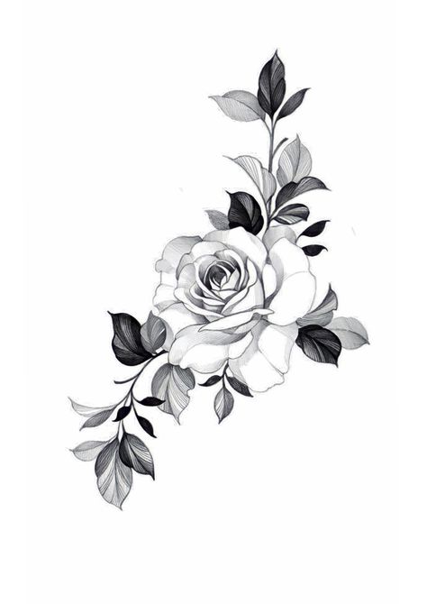 Rose And Leaf Tattoo, Floral Tattoo Design Rose, Rose Chest Tattoo, Rose Tattoo Stencil, White Rose Tattoos, Realistic Rose Tattoo, Horse Tattoo Design, Lace Tattoo Design, Rose Shoulder Tattoo