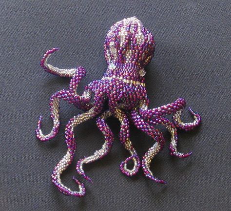 Beaded Octopus, Beaded Creatures, Beaded Objects, Beaded Starfish, Beaded Things, String Crafts, Beaded Spiders, Bead Crochet Patterns, Jewerly Beads