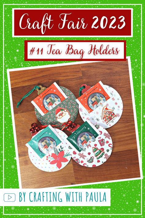 In this video tutorial, you will learn how to create a tea bag holder in the shape of an ornament. This decoration piece can also serve as a gift card holder, so use it as you like or come up with a new way of using it. :) Christmas Tea Bag Holder, Tea Bag Gift Ideas Diy, Tea Holder Diy, Tea Bag Holder Diy, Christmas Tea Bags, Tea Bag Favors, Tea Bag Art, Tea Holder, Christmas Craft Fair