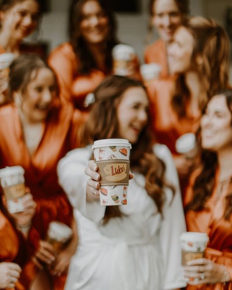 Terracotta Bridesmaids, Gilmore Girls Party, Gilmore Girls Mug, Gilmore Girls Coffee, Bachelorette Theme, Bridal Party Getting Ready, Bridesmaids Robes, Bridesmaid Getting Ready, Bachelorette Themes