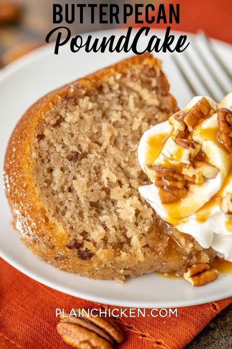 Butter Pecan Pound Cake Recipe, Butter Pecan Pound Cake, Pecan Pound Cake, Pecan Frosting, Recipes Using Cake Mix, Coconut Pecan Frosting, Butter Pecan Cake, Buckwheat Cake, Thanksgiving Cakes