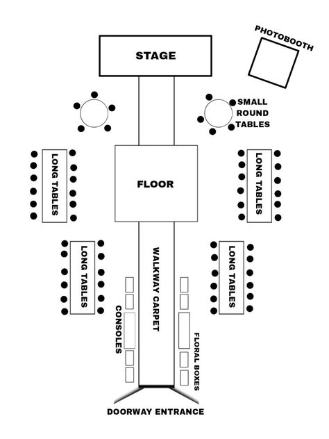 50 person Wedding Foor Plan | Open Floor Plan 50 Person Wedding, Groundbreaking Ceremony, Long Table, Open Floor, Open Floor Plan, Console Table, Floor Plan, Photo Booth, Floor Plans