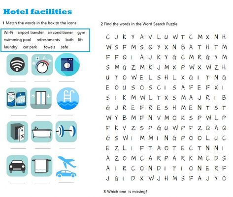 Hotel facilities worksheet Advanced English Grammar, Hotel Facilities, Regular And Irregular Verbs, Vocabulary Exercises, Simple Past Tense, Regular Verbs, Pool Bath, The Worksheet, Advanced English