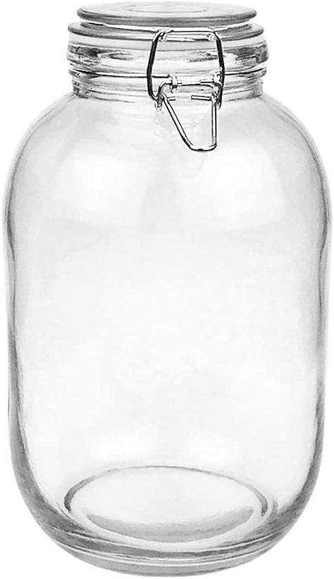 Amazon.com: Folinstall 128 FL OZ Round Glass Canning Jar, Wide Mouth Mason jars with Clip Top Lids for Bathroom or Kitchen - Food Storage Containers, Clear, 1 Gallon (Include 1 Piece Replacement Gaskets): Home & Kitchen Gallon Glass Jars, Terrarium Jar, Glass Jar With Lid, Large Mason Jars, Sun Tea, Pickle Jar, Wide Mouth Mason Jars, Coffee Jars, Glass Spice Jars