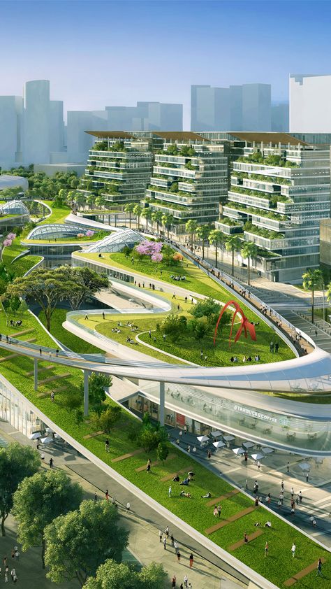 Future Urban Design, Green Architecture Design, Landscape Design Architecture, Monte Everest, Pelan Rumah, Urban Design Architecture, Eco City, Facade Architecture Design, Urban Landscape Design