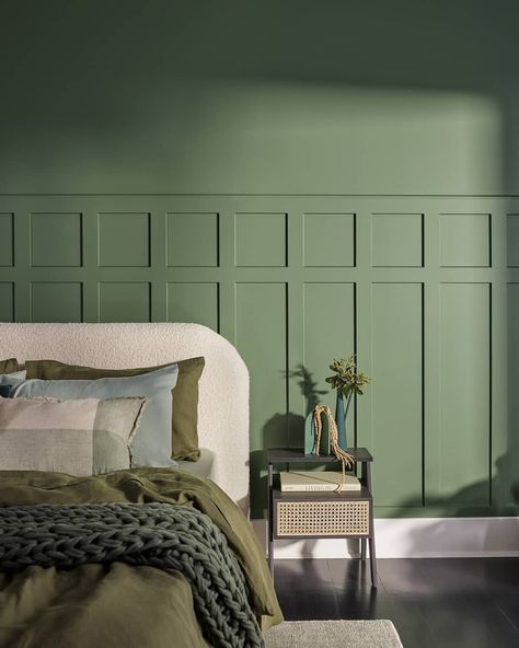 Porter's Paints | 'Bayleaf' An elegant green that is both bold and calming. Complex and warm with earthy undertones. This colour features in our Capsule… | Instagram Porters Paints Bayleaf, Porter Paint, Board And Batten, Painting Wallpaper, Murphy Bed, Capsule Collection, Colour Schemes, Cool Rugs, Bed Linen