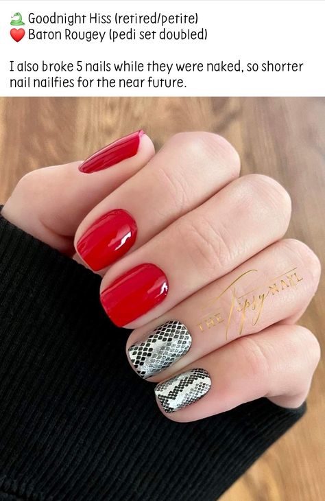 Goodnight Hiss, Baton Rougey doubled Color Street Mixed Mani, Mixed Mani, Street Nails, Color Street Nails, Color Street, Nails, Beauty, Color