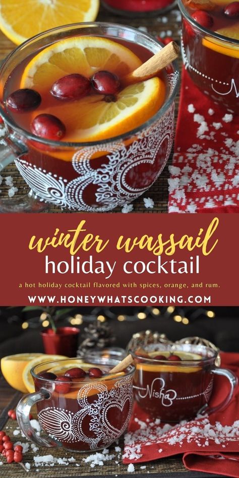 Winter Wassail Holiday Cocktail Wassail Recipe Crockpot, Wassail Recipe, Orange And Cinnamon, Whats Cooking, Hot Drinks Recipes, Christmas Breakfast Recipe, Spiced Drinks, Mixed Drinks Alcohol, Holiday Cocktail