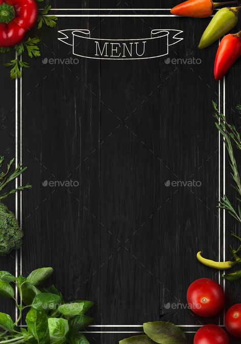 Black board as mockup for restaurant menu by Prostock-studio. Design concept for restaurant menu mockup. Black rustic wooden board with white inscription and vegetables frame, top...#Prostock, #menu, #Design, #studio Eat All You Can, Food Background Wallpapers, Menu Design Layout, Cafe Menu Design, Menu Card Design, Menu Mockup, Kitchen Logo, Iphone Wallpaper Vsco, Food Menu Template