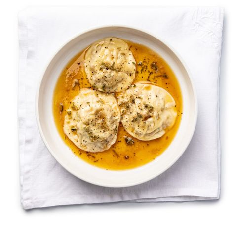 JAN | Jan Hendrik van der Westhuizen | PORK RAVIOLI WITH SAGE BUTTER Pork Ravioli, Sage Recipes, Ravioli Filling, Leftover Dough, Sage Butter, Filled Pasta, Ravioli Recipe, Comfort Dishes, France Italy