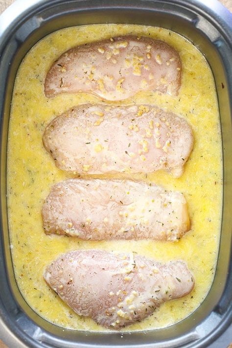 Crock Pot Creamy Lemon Butter Chicken is covered in a creamy sauce made with plenty of lemon, butter and garlic! Serve the sauce over pasta or rice! #chicken #dinner #crockpot #slowcooker Creamy Lemon Butter Chicken, Lemon Chicken Crockpot, Butter Chicken Slow Cooker, Chicken And Rice Crockpot, Paleo Easy, Dinner Crockpot, Butter Chicken Sauce, Lemon Chicken Pasta, Candy Girls